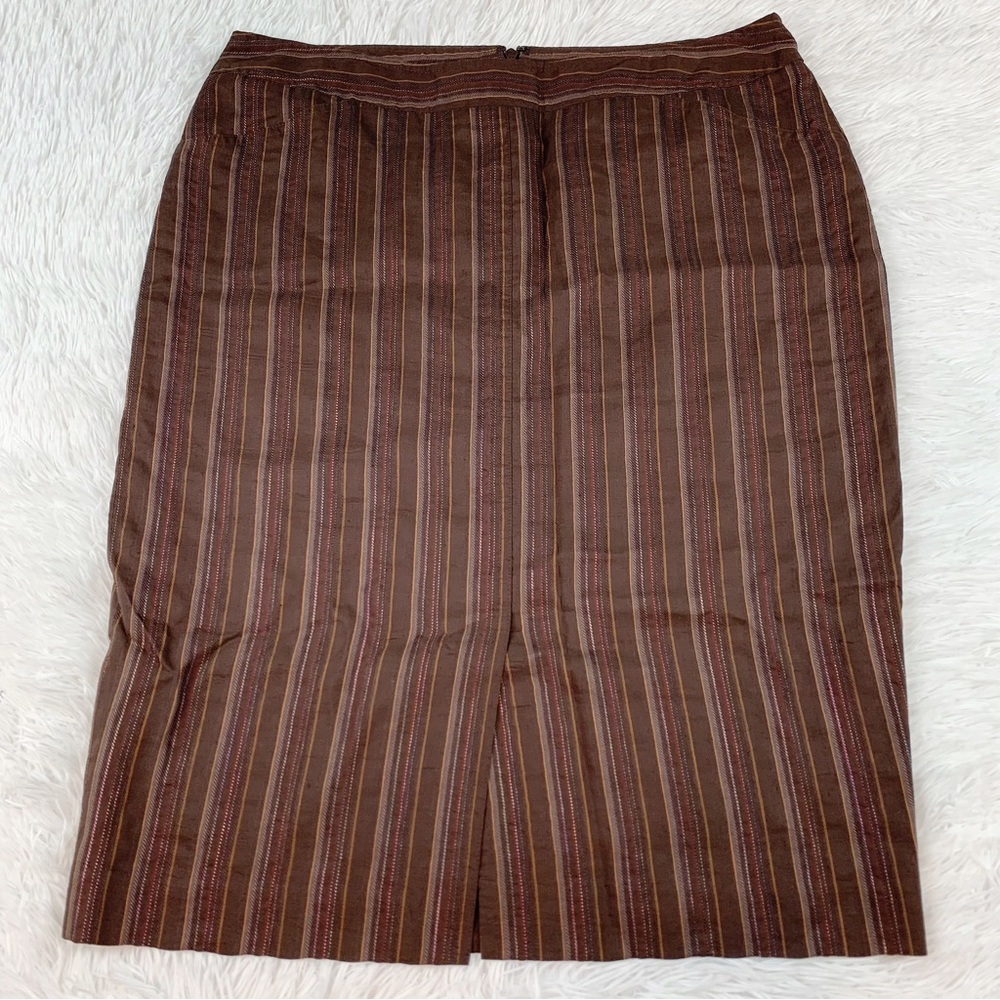 Lafayette 148 striped linen Blend pencil skirt workwear in brown